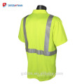 Atacado Amarelo Road Safety Trabalho de Manga Curta de Alta Visibilidade Reflexivo Polo T-shirt Com Fita Adesiva de Transferência de Calor